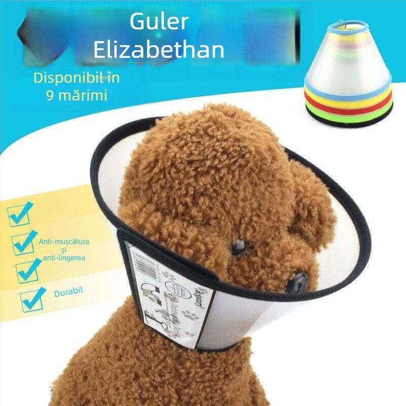 Guler Elizabethan pentru câini și pisici – plastic, patru zone, două secțiuni, fabricat la comandă, nereturnabil