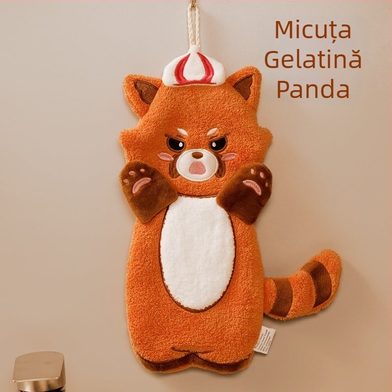 Prosop de mână cu agățare, desen animat drăguț, absorbant și uscare rapidă, fleece coral, brodat, Pooky Bear, 32S fir, greutate 50-80 g