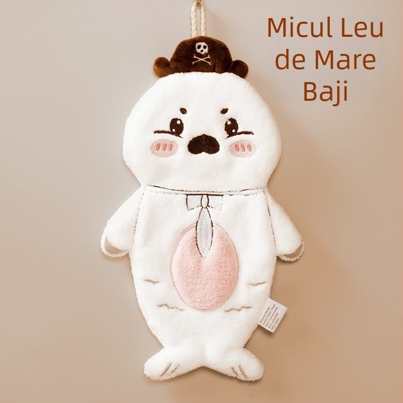 Prosop de mână cu agățare, desen animat drăguț, absorbant și uscare rapidă, fleece coral, brodat, Pooky Bear, 32S fir, greutate 50-80 g