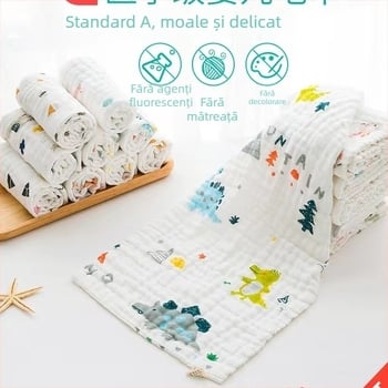 Set de 5 lavete din bumbac 100% cu bule pentru igiena intimă, absorbție 11–15 s, moi pentru bebeluși