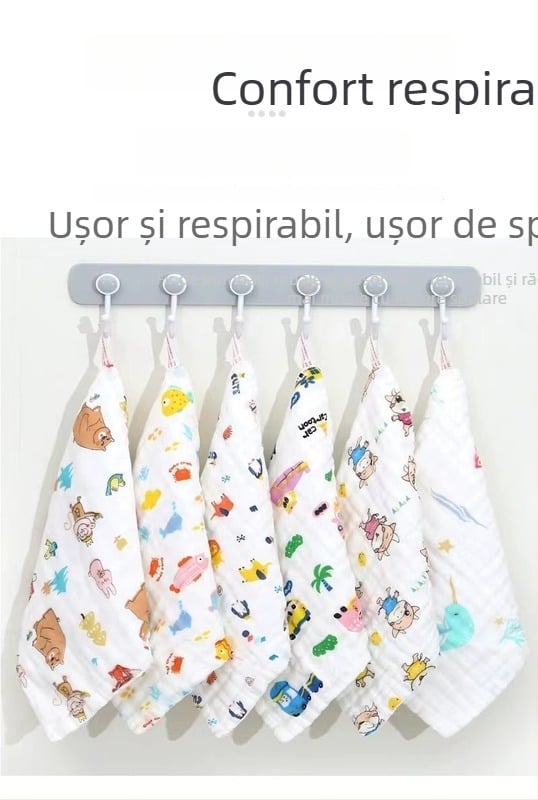 Set de 5 lavete din bumbac 100% cu bule pentru igiena intimă, absorbție 11–15 s, moi pentru bebeluși