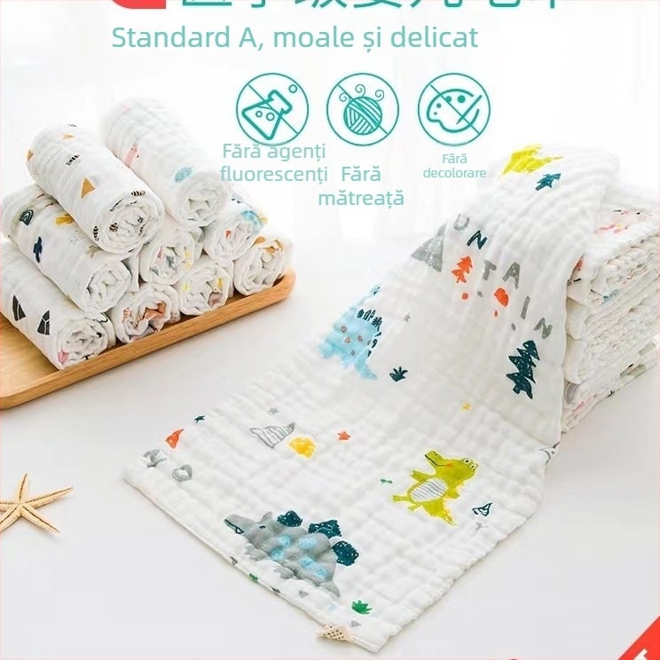 Set de 5 lavete din bumbac 100% cu bule pentru igiena intimă, absorbție 11–15 s, moi pentru bebeluși