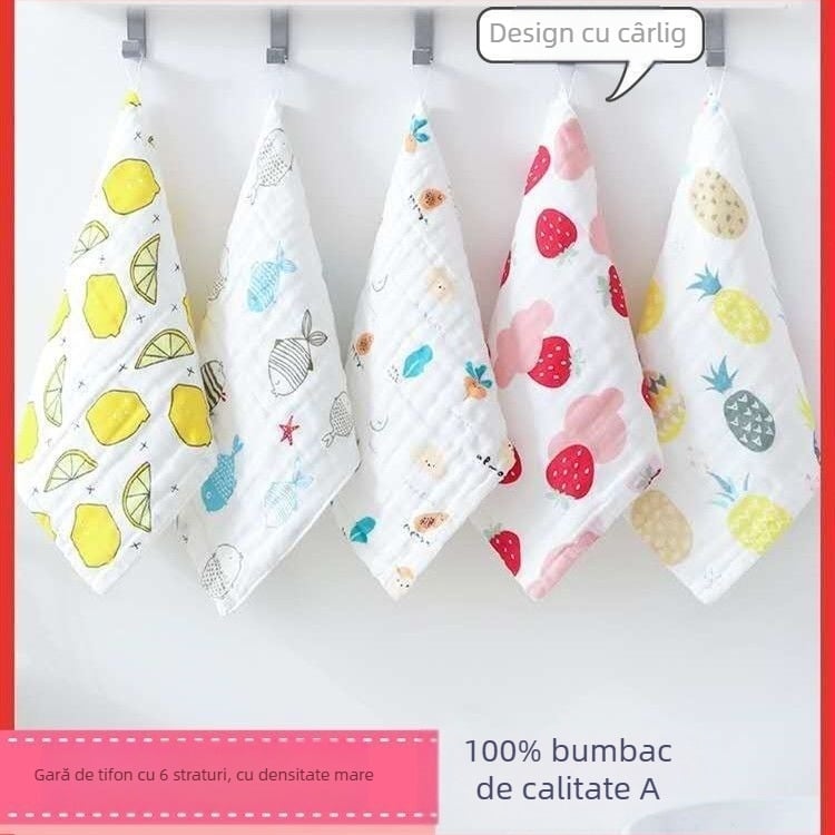 Set de 5 lavete din bumbac 100% cu bule pentru igiena intimă, absorbție 11–15 s, moi pentru bebeluși