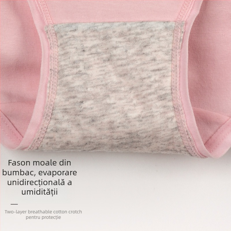 Chiloți de damă din bumbac, talie medie, căptușeală 100% bumbac în zona cracelor, uni, potriviți pentru toate anotimpurile