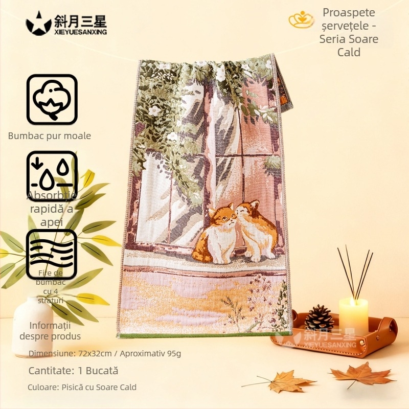 Prosop de față pentru bebeluși, moale, prietenos cu pielea și absorbant — material tifon, 95 g, Brand Slanting Moon Three Stars