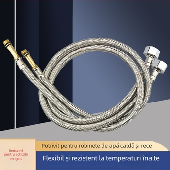 Furtun de alimentare cu apă împletit din oțel inoxidabil, protecție la explozie, conectare cu cap unic, 304 SS, 1,6 MPa, 0–100°C