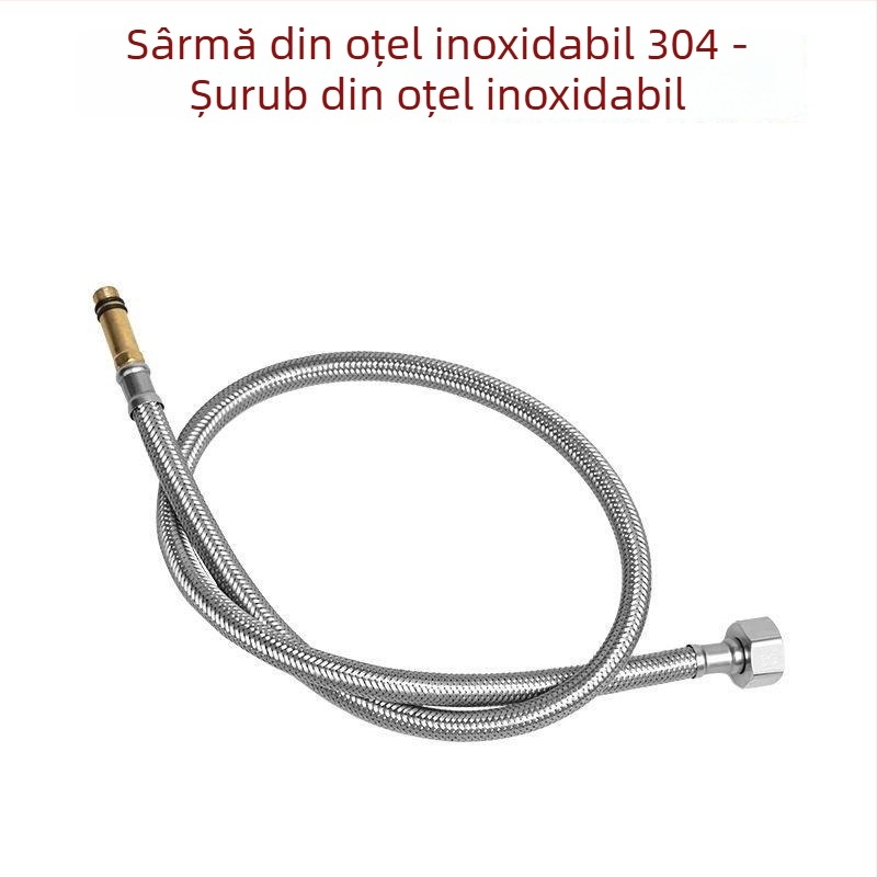 Furtun de alimentare cu apă împletit din oțel inoxidabil, protecție la explozie, conectare cu cap unic, 304 SS, 1,6 MPa, 0–100°C
