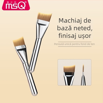 Pensulă fond de ten pentru machiaj, fibre sintetice, mâner din plastic, portabil, 1 bucată
