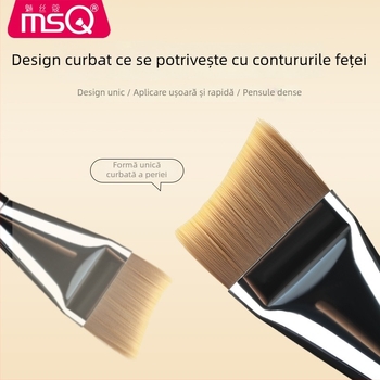 Pensulă fond de ten pentru machiaj, fibre sintetice, mâner din plastic, portabil, 1 bucată