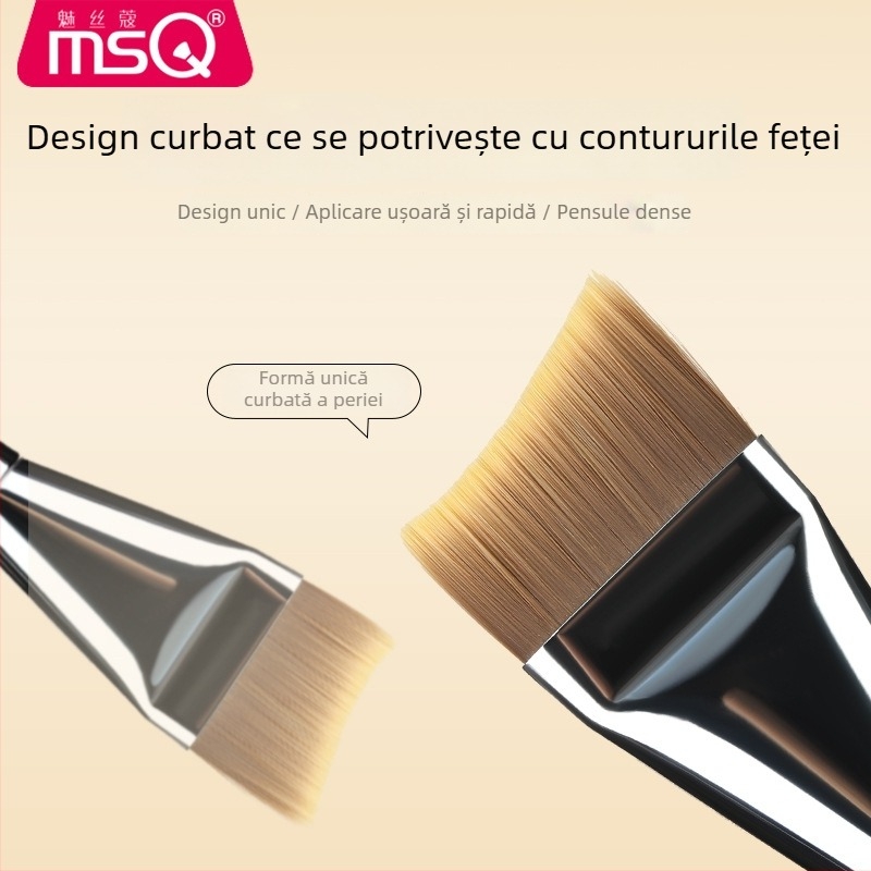 Pensulă fond de ten pentru machiaj, fibre sintetice, mâner din plastic, portabil, 1 bucată