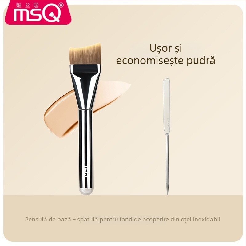 Pensulă fond de ten pentru machiaj, fibre sintetice, mâner din plastic, portabil, 1 bucată