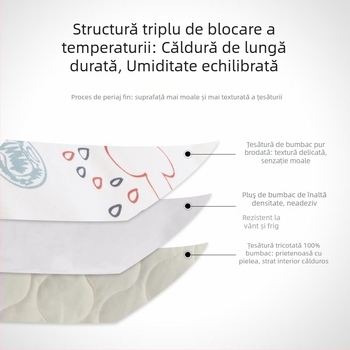 Cuvertură de înfășat pentru bebeluși, material din bumbac peste 95%, umplutură din bumbac, model cu desene animate, pentru sugari, potrivită toamna și iarna