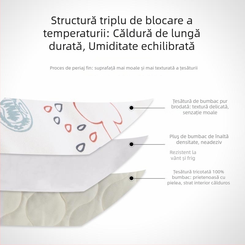 Cuvertură de înfășat pentru bebeluși, material din bumbac peste 95%, umplutură din bumbac, model cu desene animate, pentru sugari, potrivită toamna și iarna