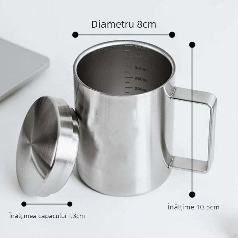 Cană din oțel inoxidabil cu capac – izolație cu două straturi pentru călătorii