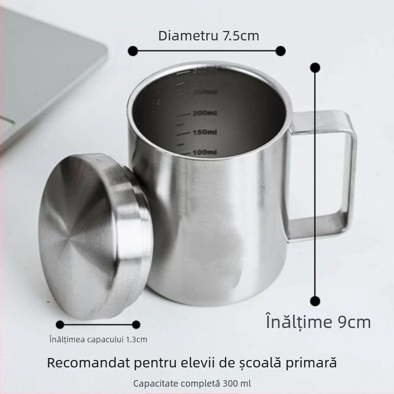 Cană din oțel inoxidabil cu capac – izolație cu două straturi pentru călătorii