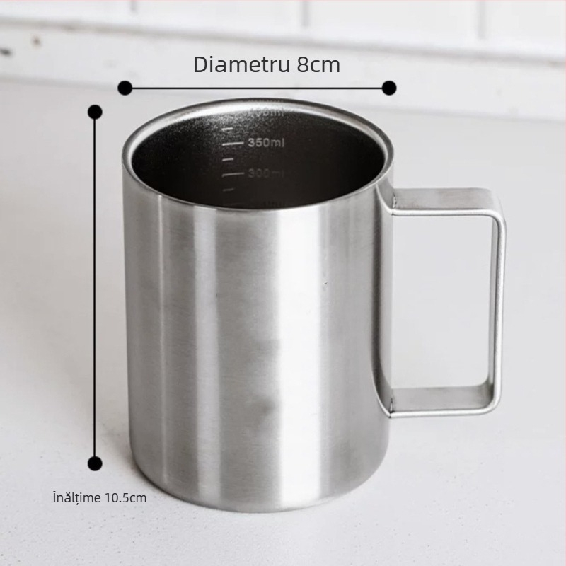 Cană din oțel inoxidabil cu capac – izolație cu două straturi pentru călătorii