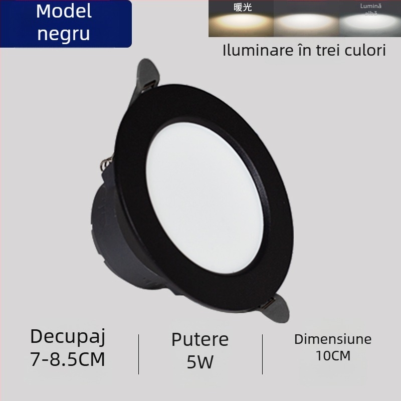 Spot LED pentru tavan încastrat, reglaj tri-temperatură a culorii, 220V, carcasă din plastic