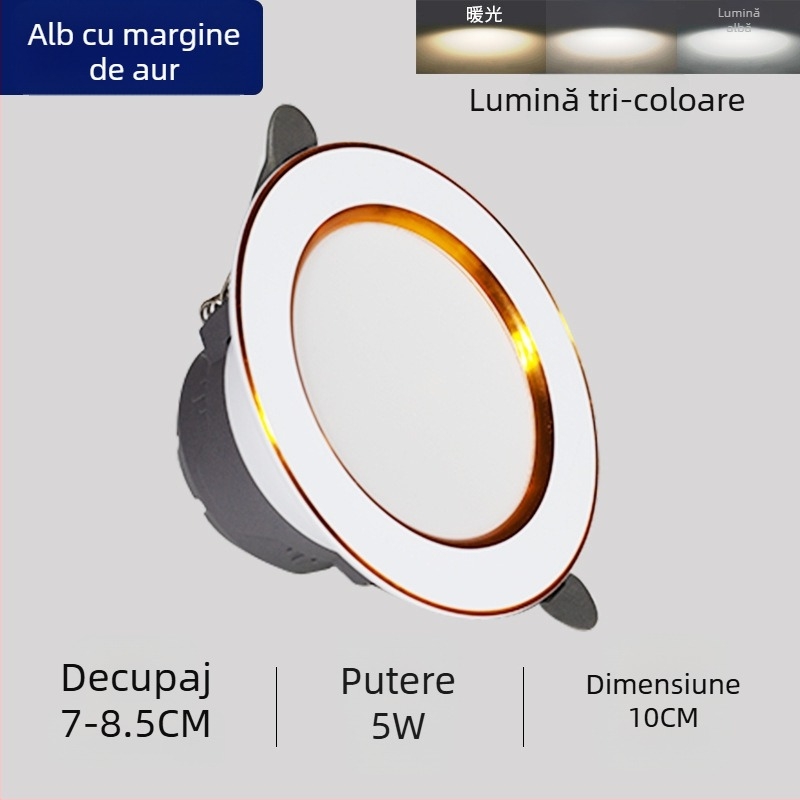 Spot LED pentru tavan încastrat, reglaj tri-temperatură a culorii, 220V, carcasă din plastic
