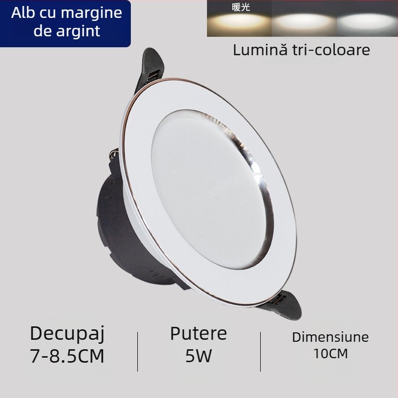 Spot LED pentru tavan încastrat, reglaj tri-temperatură a culorii, 220V, carcasă din plastic