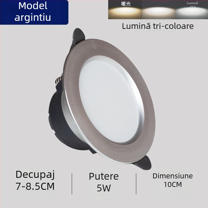 Spot LED pentru tavan încastrat, reglaj tri-temperatură a culorii, 220V, carcasă din plastic