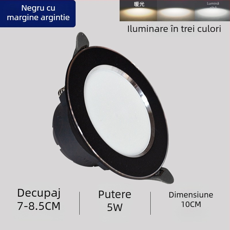 Spot LED pentru tavan încastrat, reglaj tri-temperatură a culorii, 220V, carcasă din plastic