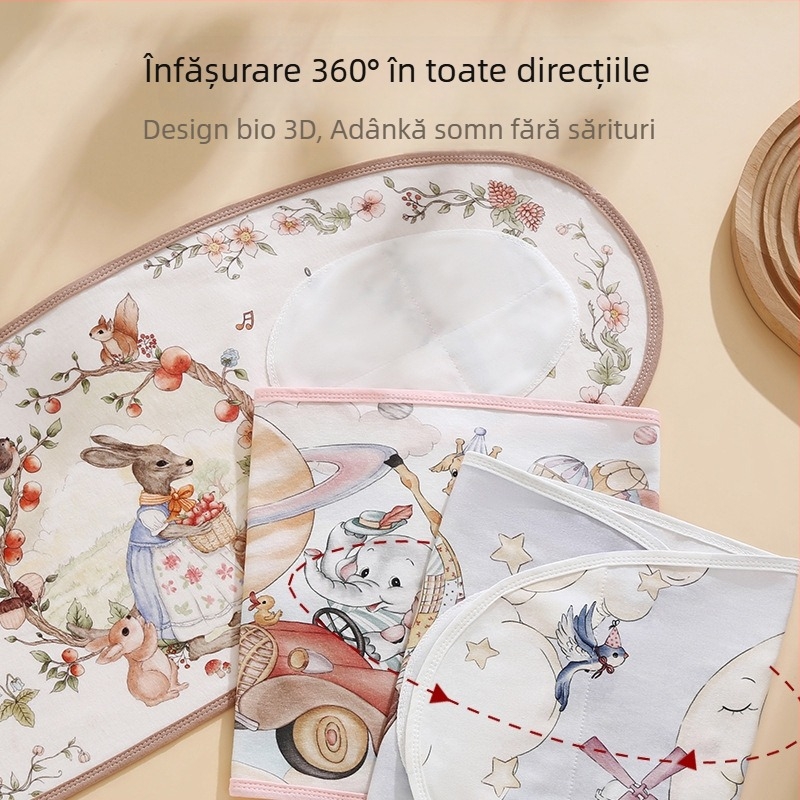 Swaddle pentru nou-născuți – bumbac 100%, anti-startle, fixare silențioasă cu etichetă magică