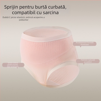 Chiloți de maternitate din bumbac, talie înaltă, antibacterian, gusset extensibil, susținere a burții