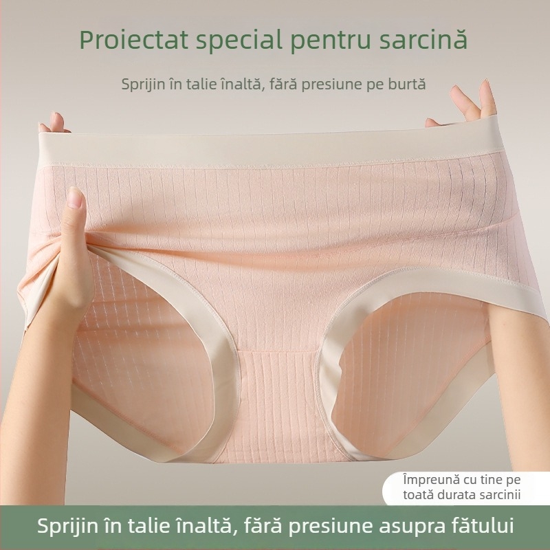Chiloți de maternitate din bumbac, talie înaltă, antibacterian, gusset extensibil, susținere a burții