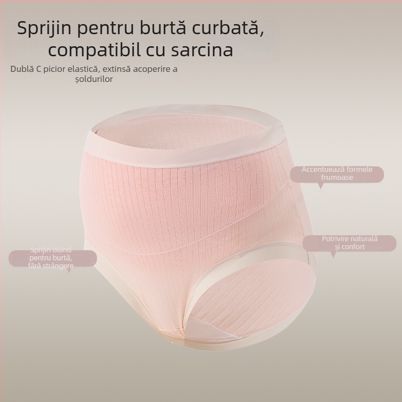 Chiloți de maternitate din bumbac, talie înaltă, antibacterian, gusset extensibil, susținere a burții