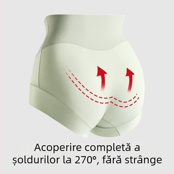 Lenjerie intimă feminină fără cusături, talie înaltă pentru controlul abdomenului, material principal nylon, căptușeală de 100% bumbac la zona inghinală, respirabilă și antibacteriană