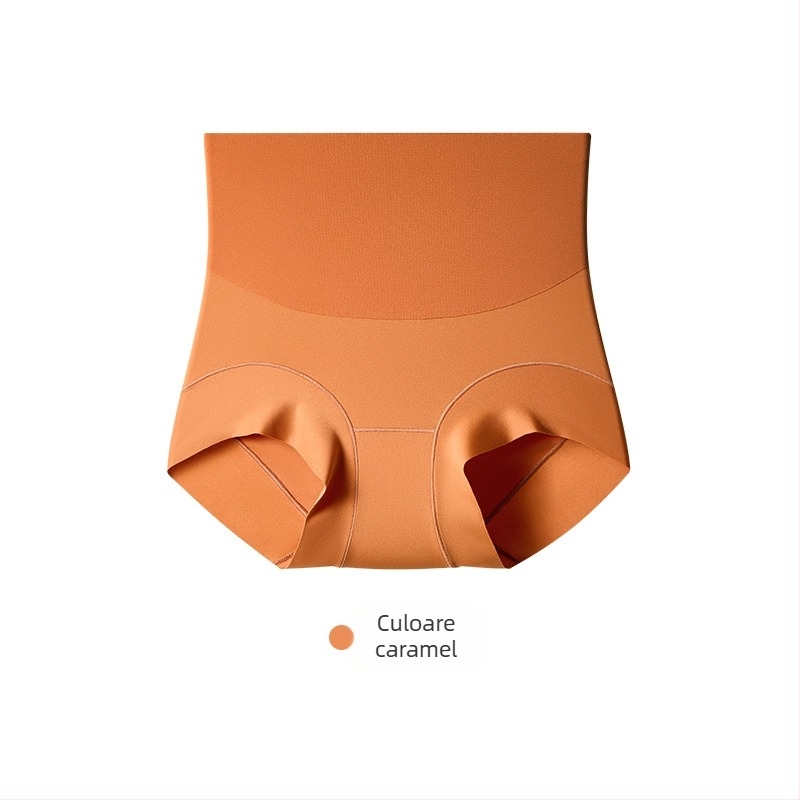 Lenjerie intimă feminină fără cusături, talie înaltă pentru controlul abdomenului, material principal nylon, căptușeală de 100% bumbac la zona inghinală, respirabilă și antibacteriană