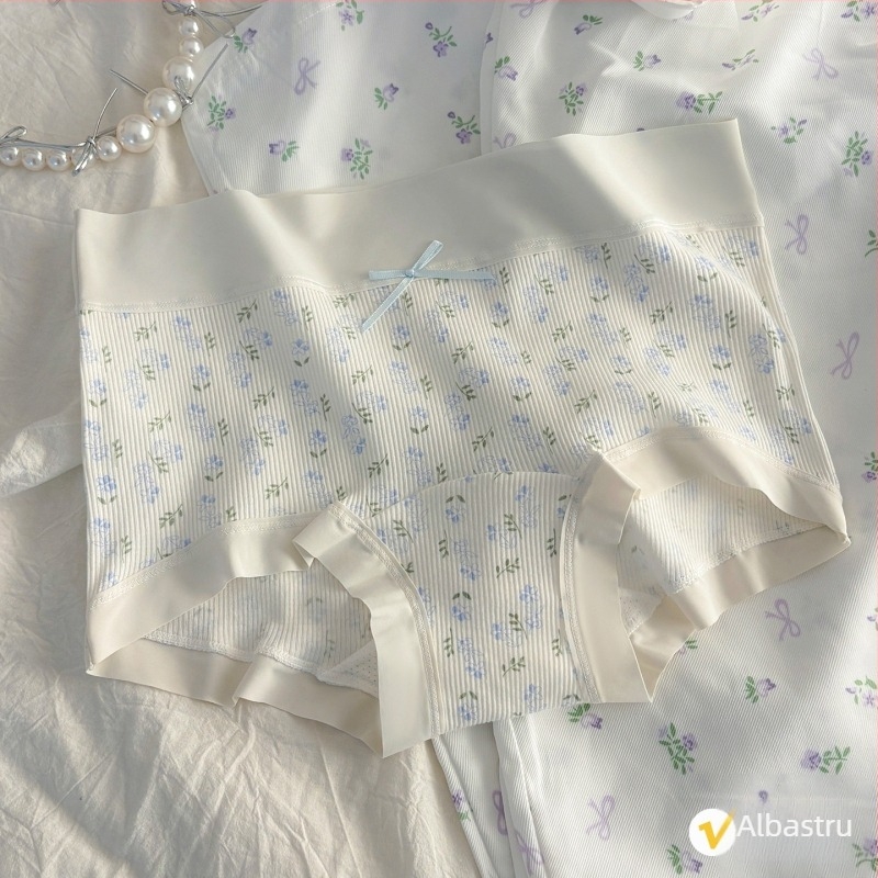 Chiloți de damă din bumbac, talie medie, gusset extins, respirabili, cu model funda, blocuri de culoare și buline