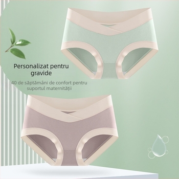 Lenjerie maternitate din modal cu căptușeală din bumbac, talie joasă, susținere a burții, model color-block, șorturi tricotate (Modal 90–95%, Bumbac 100%, 50 count)