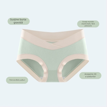 Lenjerie maternitate din modal cu căptușeală din bumbac, talie joasă, susținere a burții, model color-block, șorturi tricotate (Modal 90–95%, Bumbac 100%, 50 count)