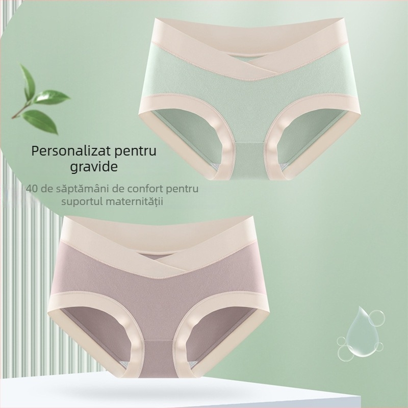 Lenjerie maternitate din modal cu căptușeală din bumbac, talie joasă, susținere a burții, model color-block, șorturi tricotate (Modal 90–95%, Bumbac 100%, 50 count)