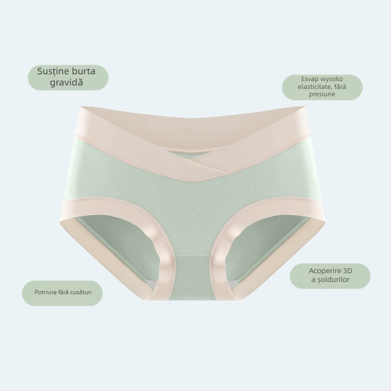 Lenjerie maternitate din modal cu căptușeală din bumbac, talie joasă, susținere a burții, model color-block, șorturi tricotate (Modal 90–95%, Bumbac 100%, 50 count)