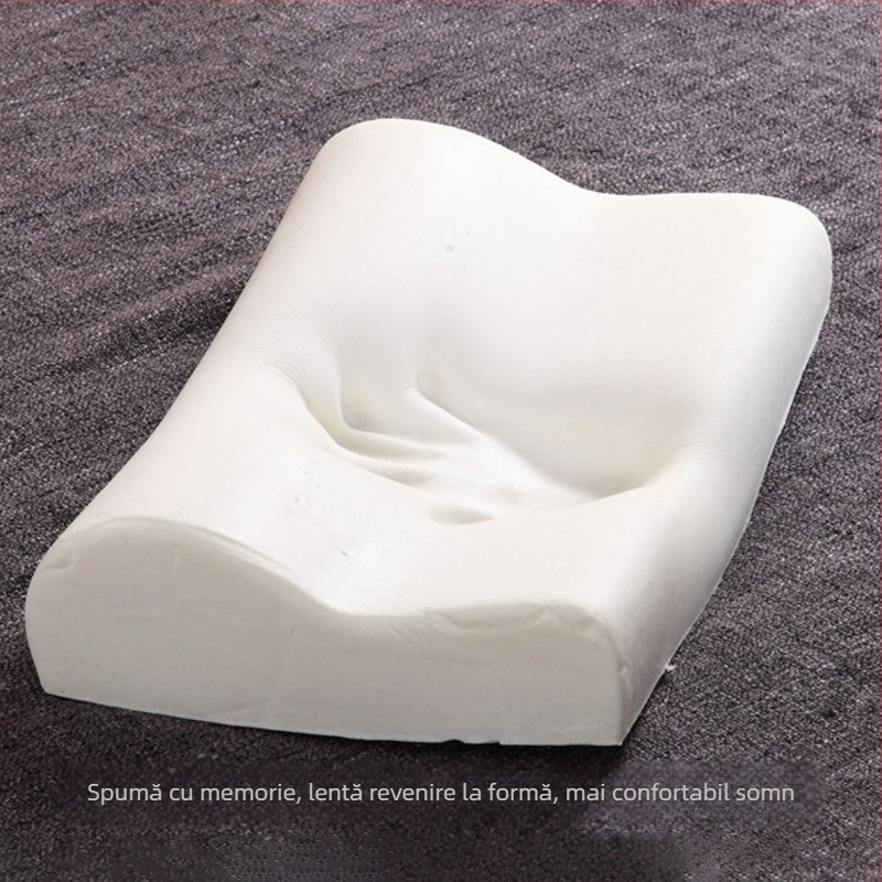 Pernă din spumă memory pentru adulți – pernă dreptunghiulară pentru susținerea cervicală, cu fibră de bambus și model în valuri, revenire lentă, procesare personalizată