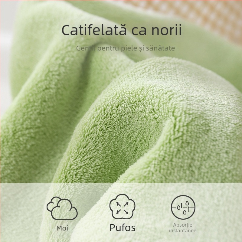 Prosop de baie Moon Bear pentru copii, fleece coral, absorbție apă 0–5 s, logo brodat Moon Bear, prosop pentru uscat părul, 45 g