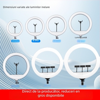 Lampă LED inel pentru streaming live și fotografie, 3 temperaturi de culoare, 10–50W, 220V, Procesare personalizabilă