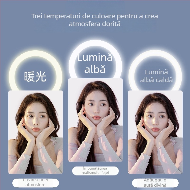Lampă LED inel pentru streaming live și fotografie, 3 temperaturi de culoare, 10–50W, 220V, Procesare personalizabilă