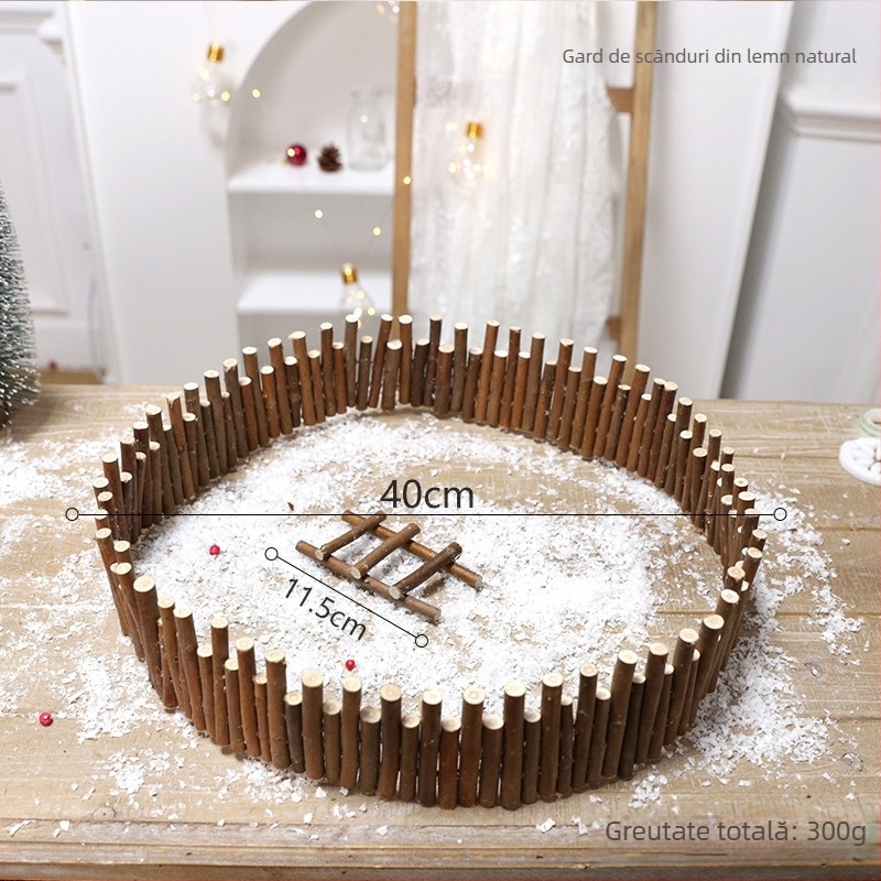Micul gard din lemn pentru decor de masă de Crăciun — stil modern minimalist, lemn, cod Bswl