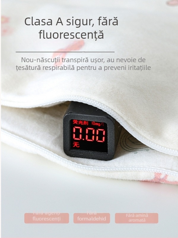 Sac de dormit pentru bebeluși, unic în ansamblu, cu fixare a picioarelor în formă de U, toamnă-iarnă, exterior viscoză+bumbac, interior 100% bumbac, umplutură poliester/viscoză, model cartoon, de la naștere până la 12 luni, Shangyingguo