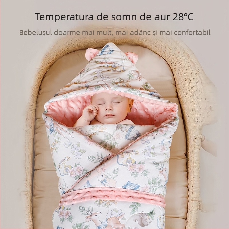 Pătură de înfășat pentru nou-născuți, groasă și anti-vânt, greutate 0,55–1,0 kg, pentru primăvară și toamnă