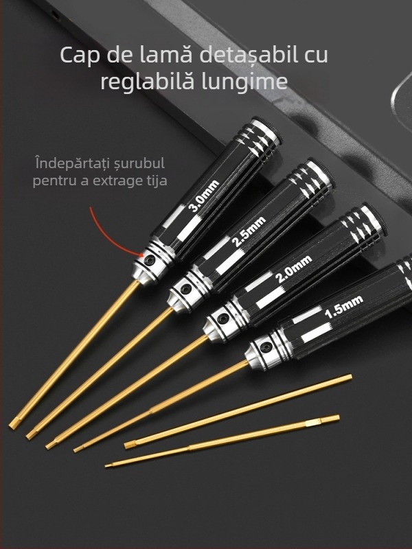 Set șurubelnițe hexagonale pentru modele de avion 1.27/1.3/1.5/2.5 mm, cu 6 laturi