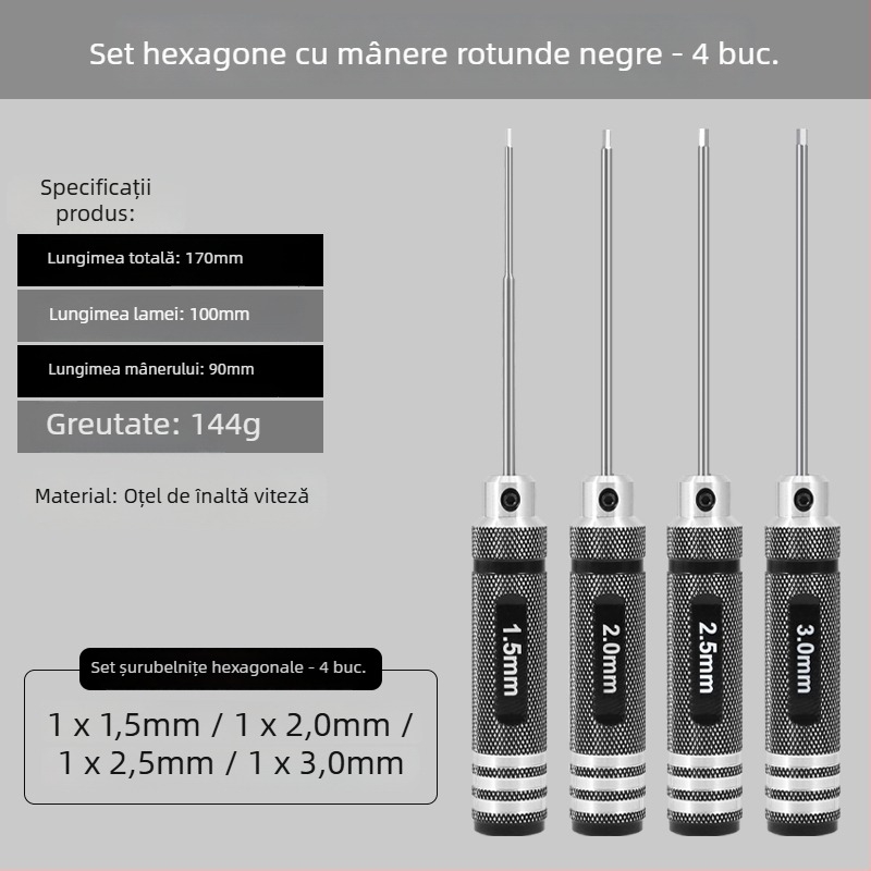 Set șurubelnițe hexagonale pentru modele de avion 1.27/1.3/1.5/2.5 mm, cu 6 laturi