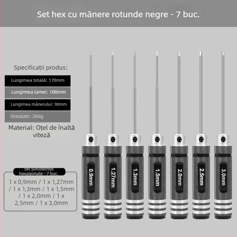 Set șurubelnițe hexagonale pentru modele de avion 1.27/1.3/1.5/2.5 mm, cu 6 laturi