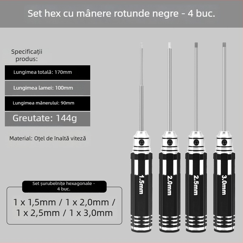 Set șurubelnițe hexagonale pentru modele de avion 1.27/1.3/1.5/2.5 mm, cu 6 laturi