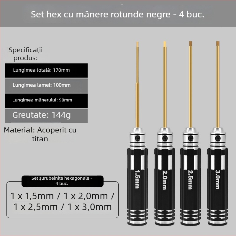 Set șurubelnițe hexagonale pentru modele de avion 1.27/1.3/1.5/2.5 mm, cu 6 laturi