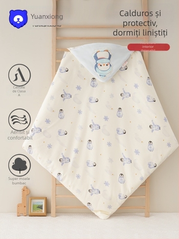 Cuvertură pentru bebeluși din bumbac 100%, umplutură din bumbac lavabil, model animale și desene animate, brand Original Bear, pentru nou-născuți 0–1 ani, potrivit pentru iarnă și toamnă.
