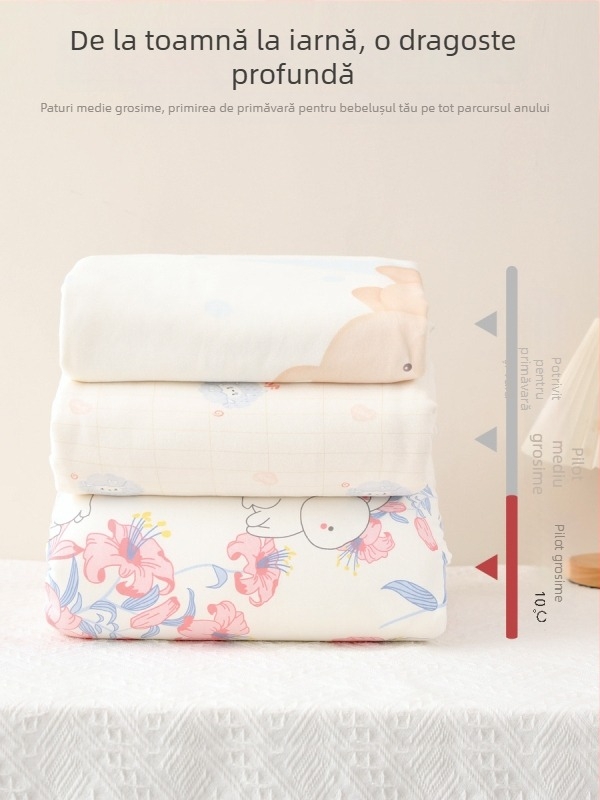 Cuvertură pentru bebeluși din bumbac 100%, umplutură din bumbac lavabil, model animale și desene animate, brand Original Bear, pentru nou-născuți 0–1 ani, potrivit pentru iarnă și toamnă.